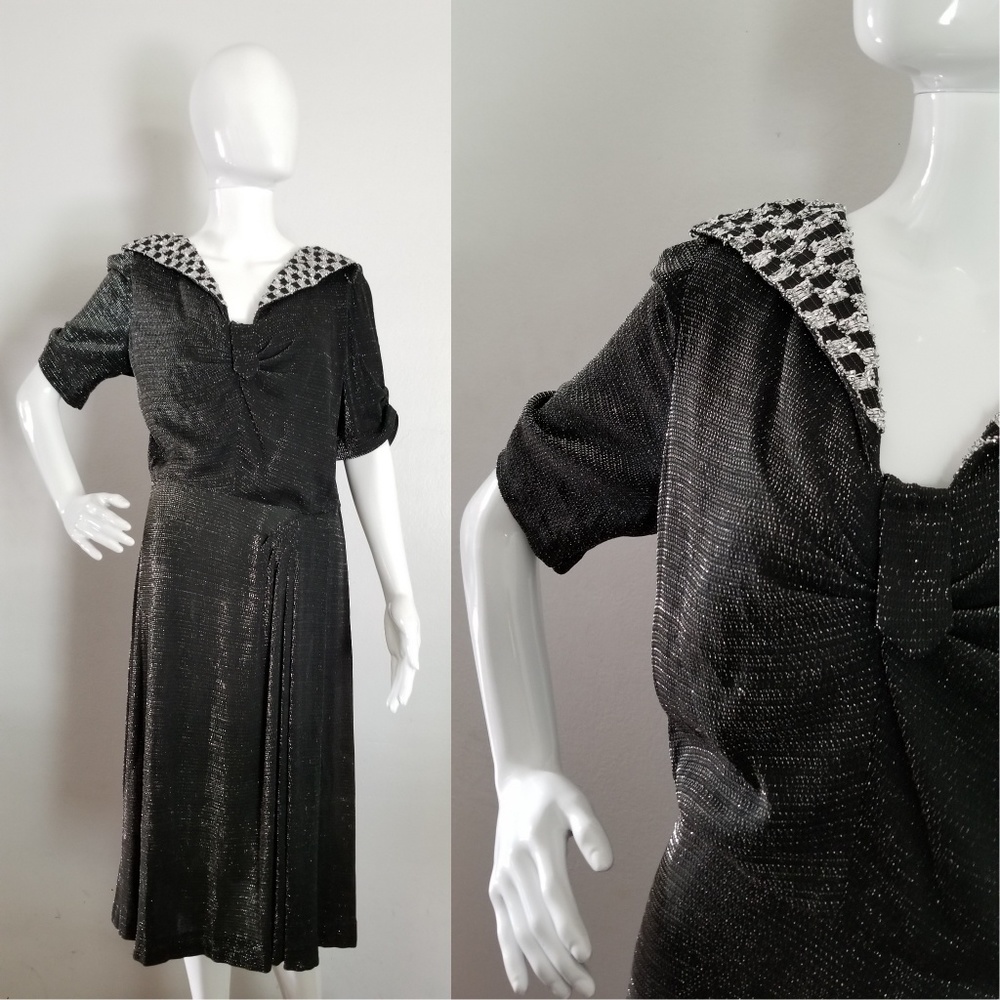 1940s WWII 1950s Lurex Lame Prom wiggle Dress